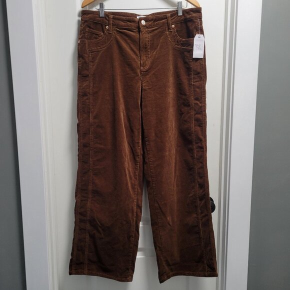 Time And Tru Women’s Size 14 Corduroy High Rise Wide Leg Pants 30" Inseam Brown - Picture 1 of 7